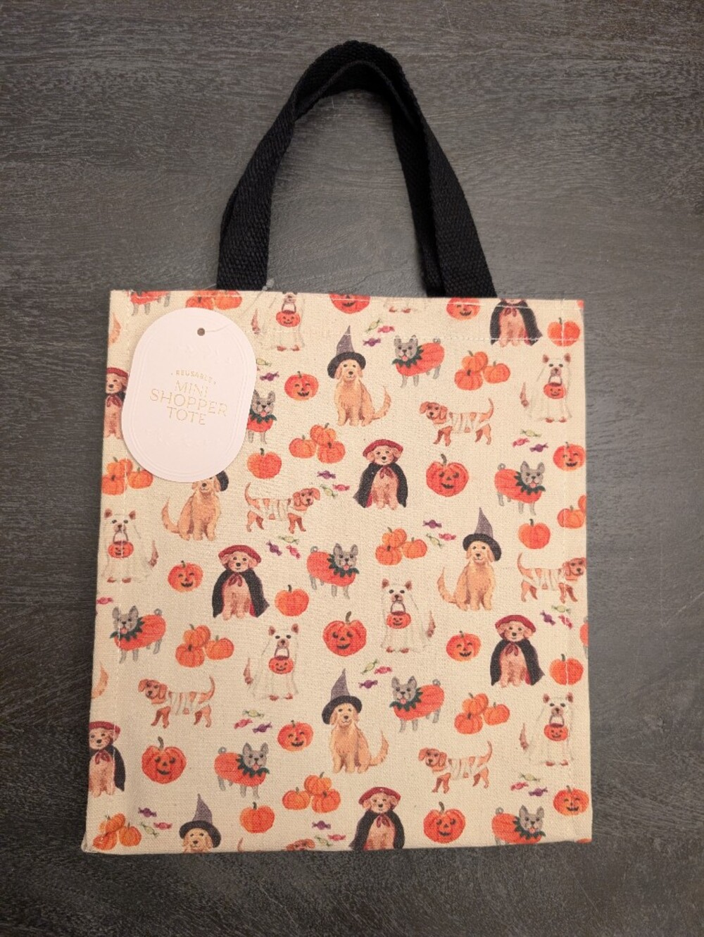 Dog Themed Halloween Mini Canvas Tote